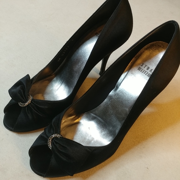 STUART WEITZMAN Rhinestone Ring Black heel sz 8. 5 - Picture 7 of 8